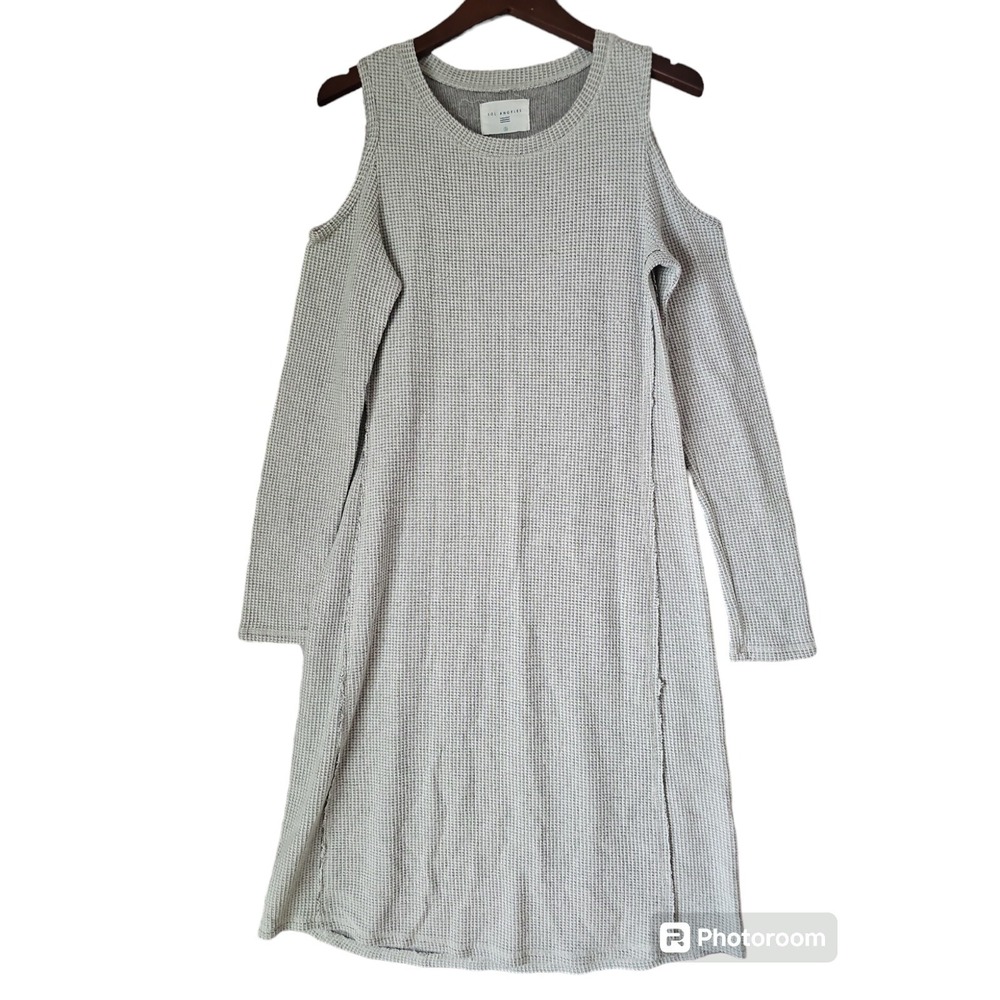 Sol Angeles Knit Dress Womens‎ Size Small Gray Long Sleeve Cold Shoulder Thermal